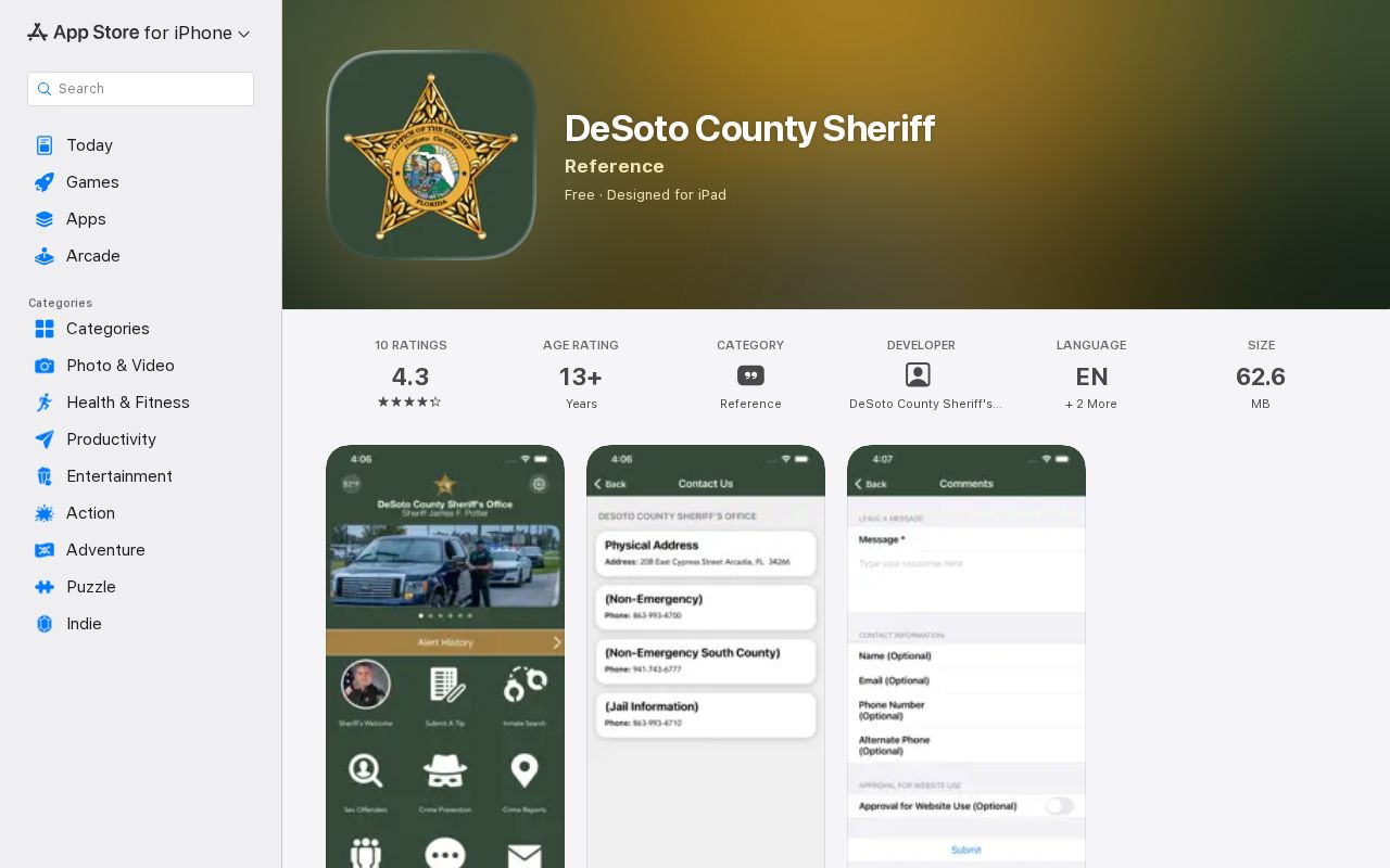 DCSO app description and its DeSoto County released mugshot limits