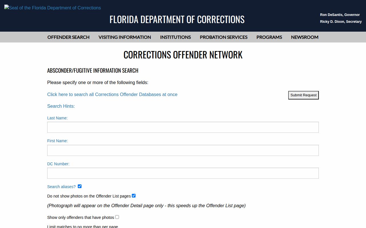 FDC absconder lookup for DeSoto County supervision status