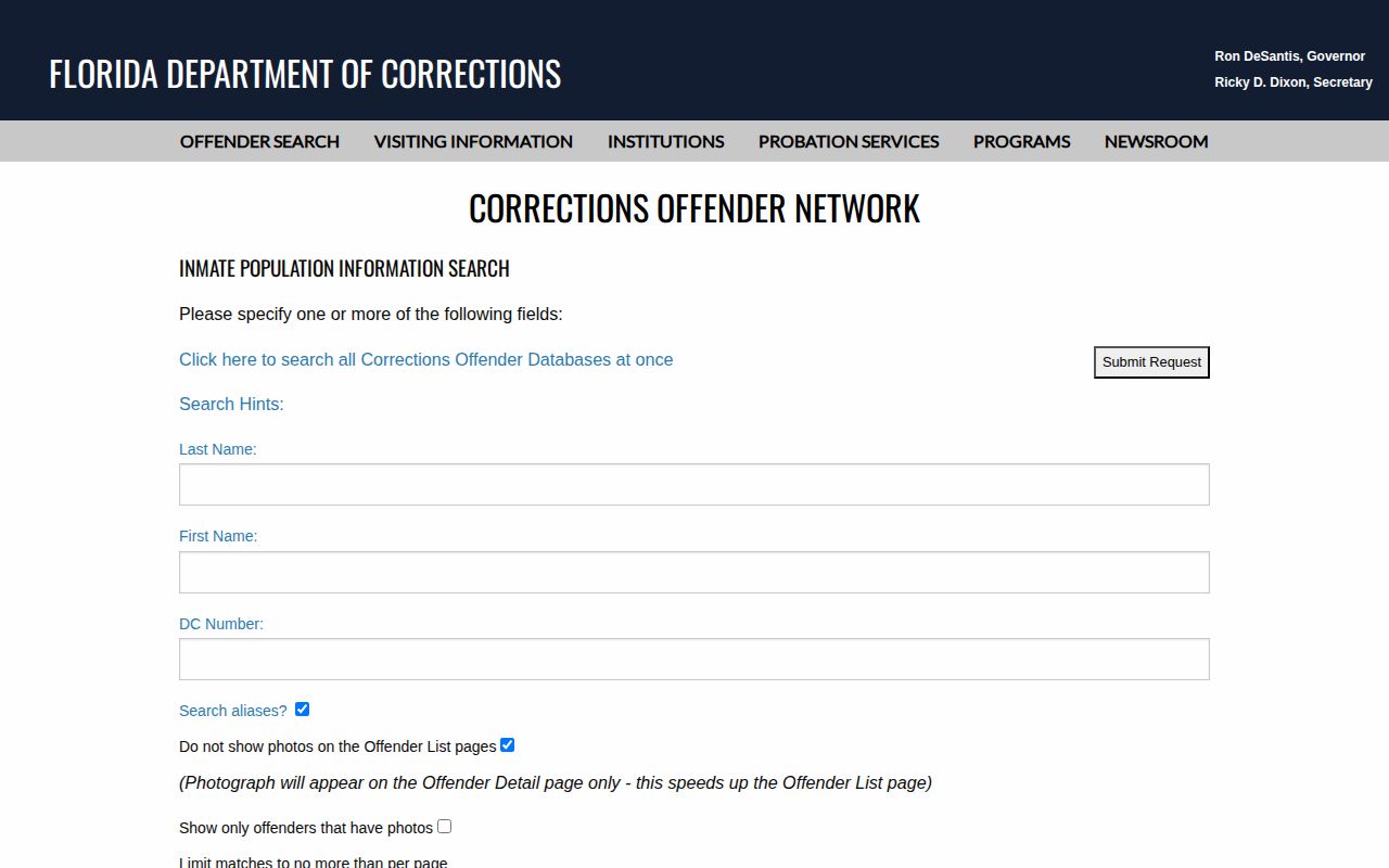 DeSoto Correctional Institution active record release date lookup