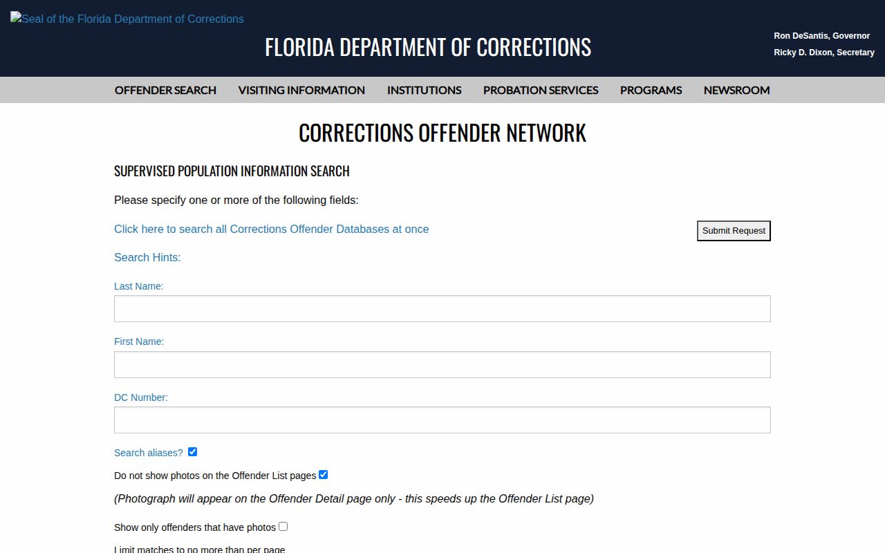 FDC search for DeSoto County post-release supervision records